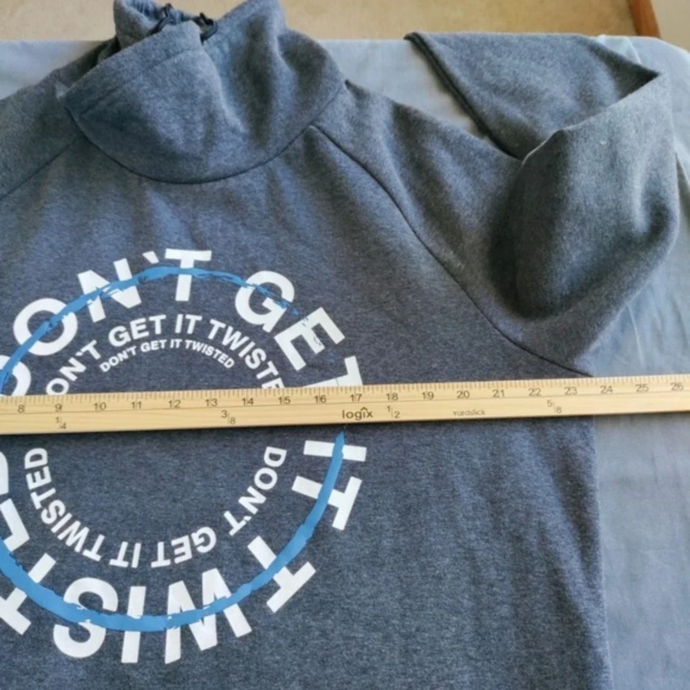 Don't Get It Twisted Men L Gray Outdoor Pullover Cowl Neck Sweatshirt Art 2 Wear